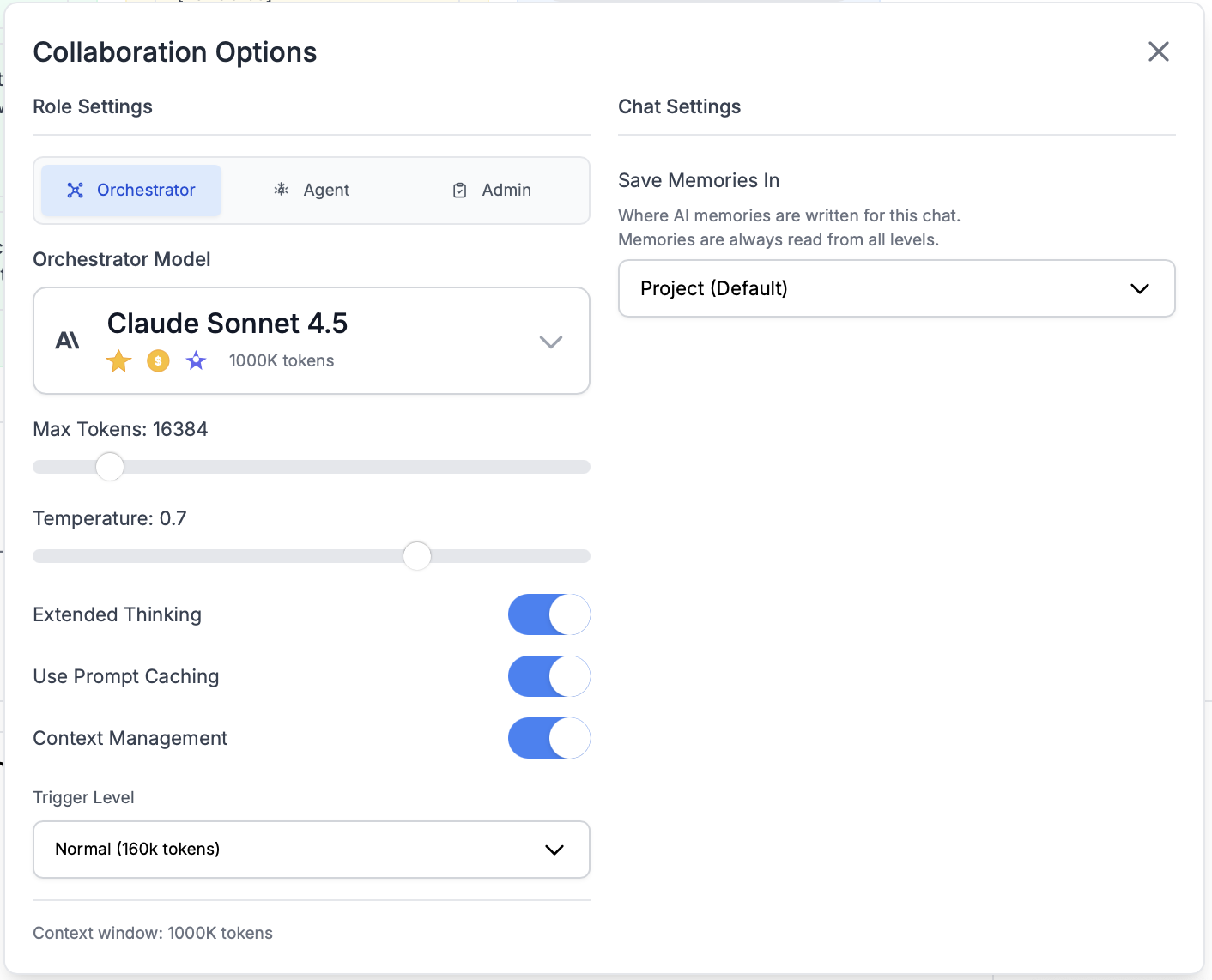 Collaboration Options with Context Management
