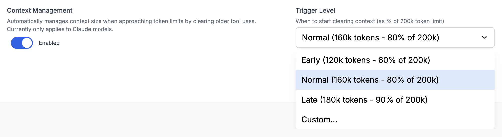 Context Management Settings for Claude